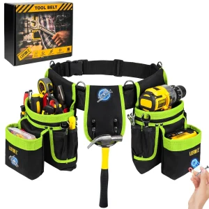 Heavy Duty Tool Belt 27 Pockets Magnetic Utility Pouch For Electrician Carpenter