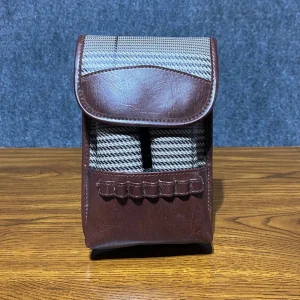Vintage Plaid Faux Leather Utility Pouch Brown Belt Loop Clip Case Organizer