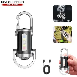 Portable LED Rechargeable Bright Mini Keychain Flashlight Pocket Torch Camping